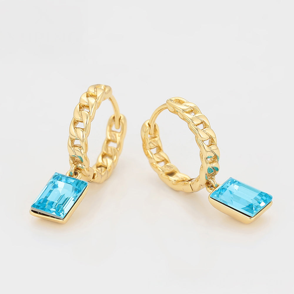 Cercei din Aliaj Placat cu Aur cu Cristal Albastru Emporia® 6 