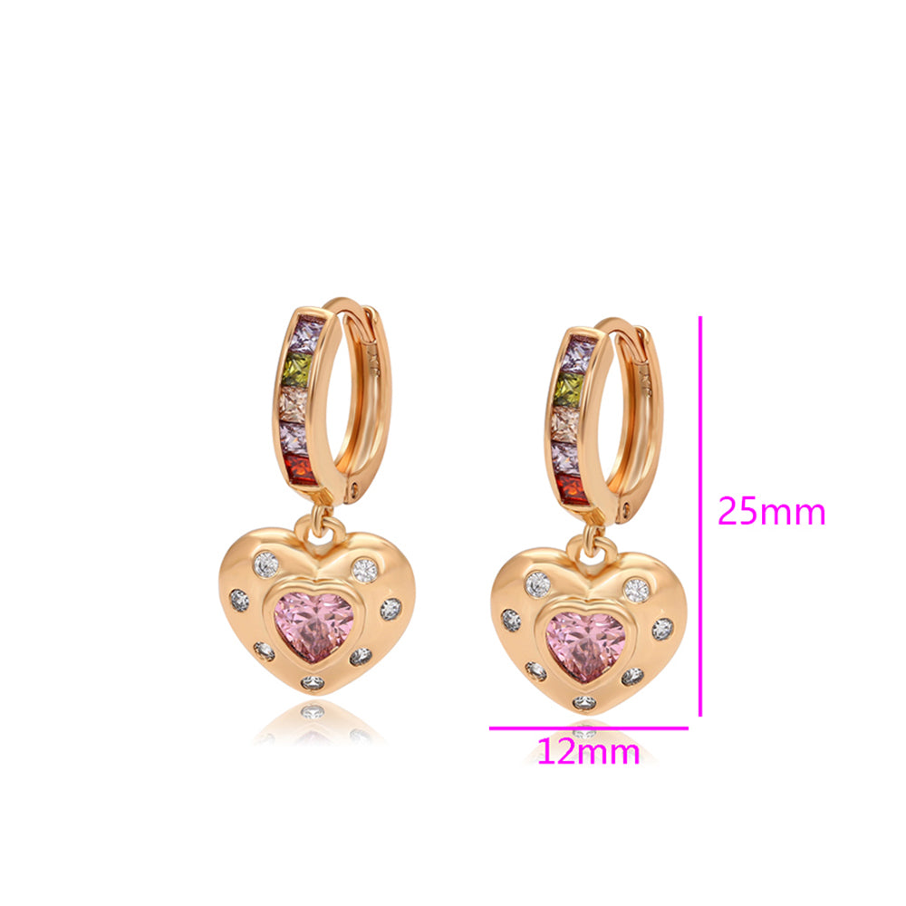 Cercei din Aliaj Placat cu Aur cu Cristal Roz Emporia® și Cristal Alb Emporia® 2 