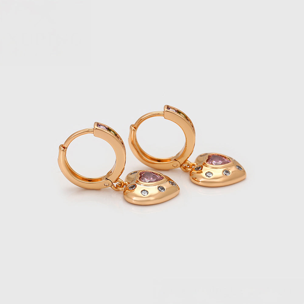 Cercei din Aliaj Placat cu Aur cu Cristal Roz Emporia® și Cristal Alb Emporia® 4 