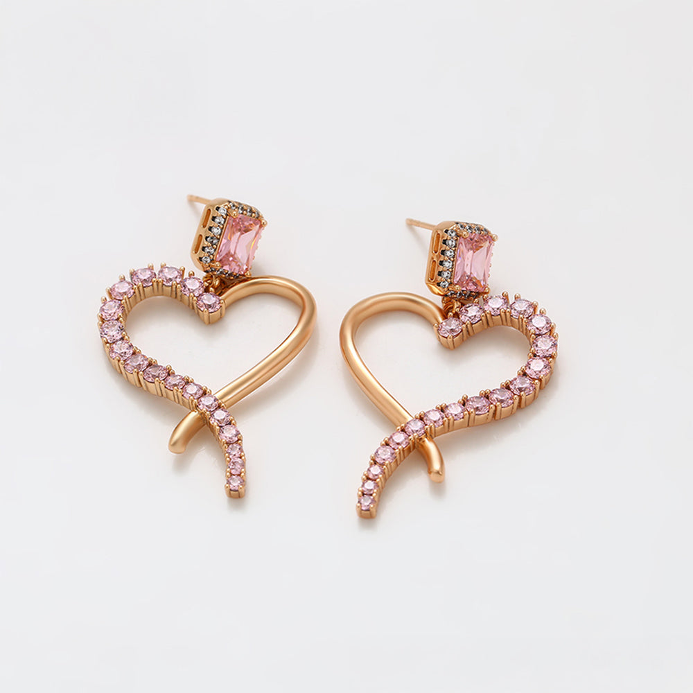 Cercei din Aliaj Placat cu Aur cu Cristal Roz Emporia® 3 