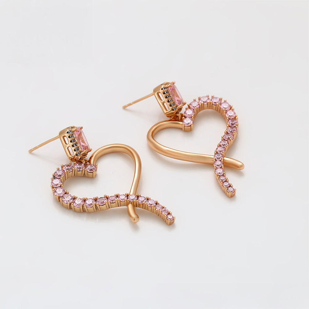 Cercei din Aliaj Placat cu Aur cu Cristal Roz Emporia® 4 