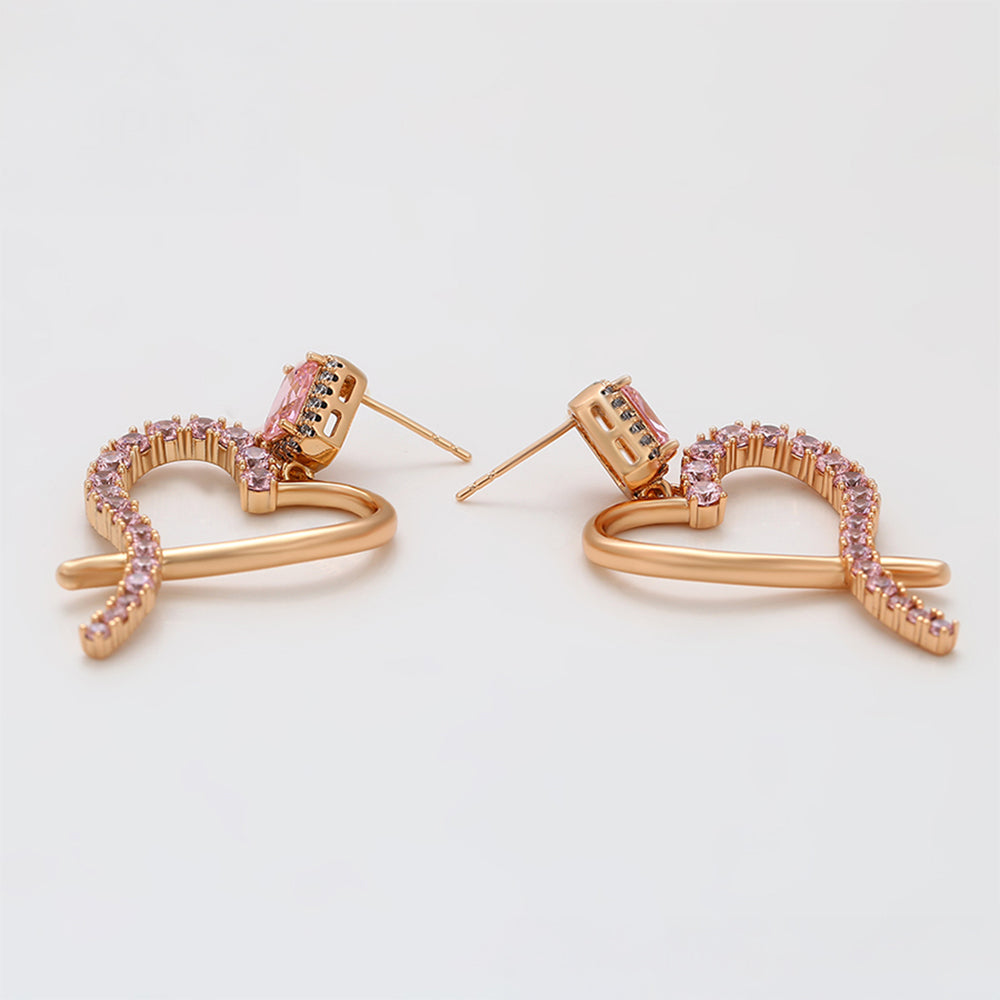 Cercei din Aliaj Placat cu Aur cu Cristal Roz Emporia® 7 