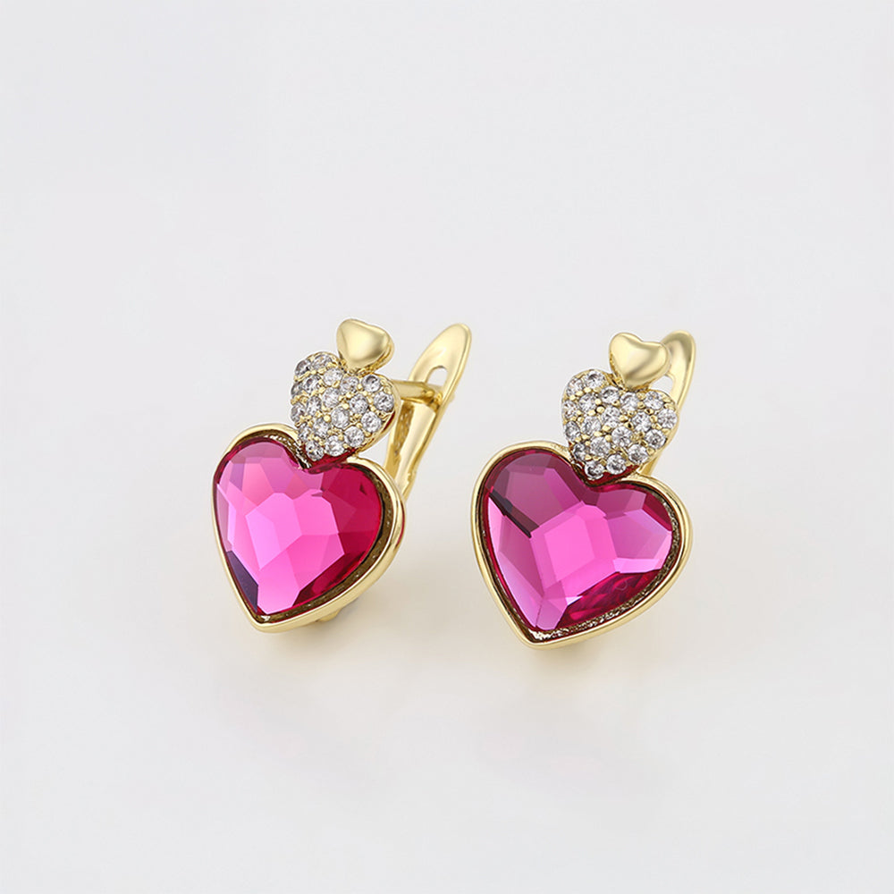 Cercei din Aliaj Placat cu Aur cu Cristal Roz Emporia® și Cristal Alb Emporia® 6 