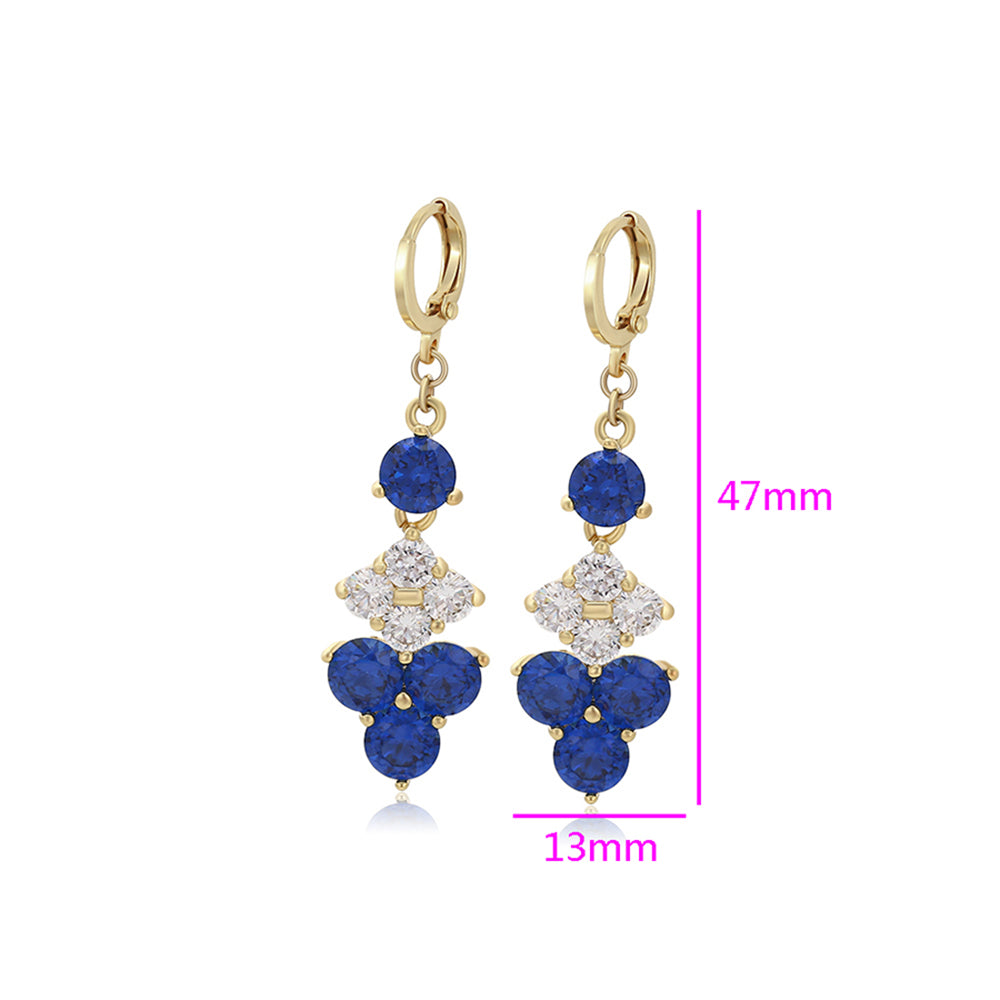 Cercei din Aliaj Placat cu Aur cu Cristal Albastru Emporia® și Cristal Alb Emporia® 2 