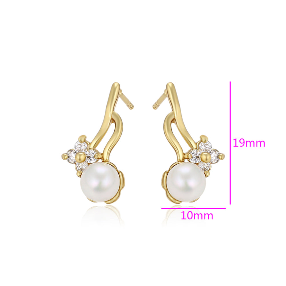 Cercei din Aliaj Placat cu Aur cu Perlă de cristal și Cristal Alb Emporia®