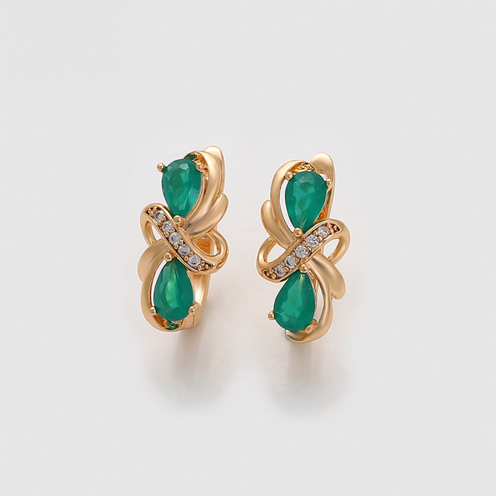 Cercei din Aliaj Placat cu Aur cu Cristal Verde Emporia® 5 