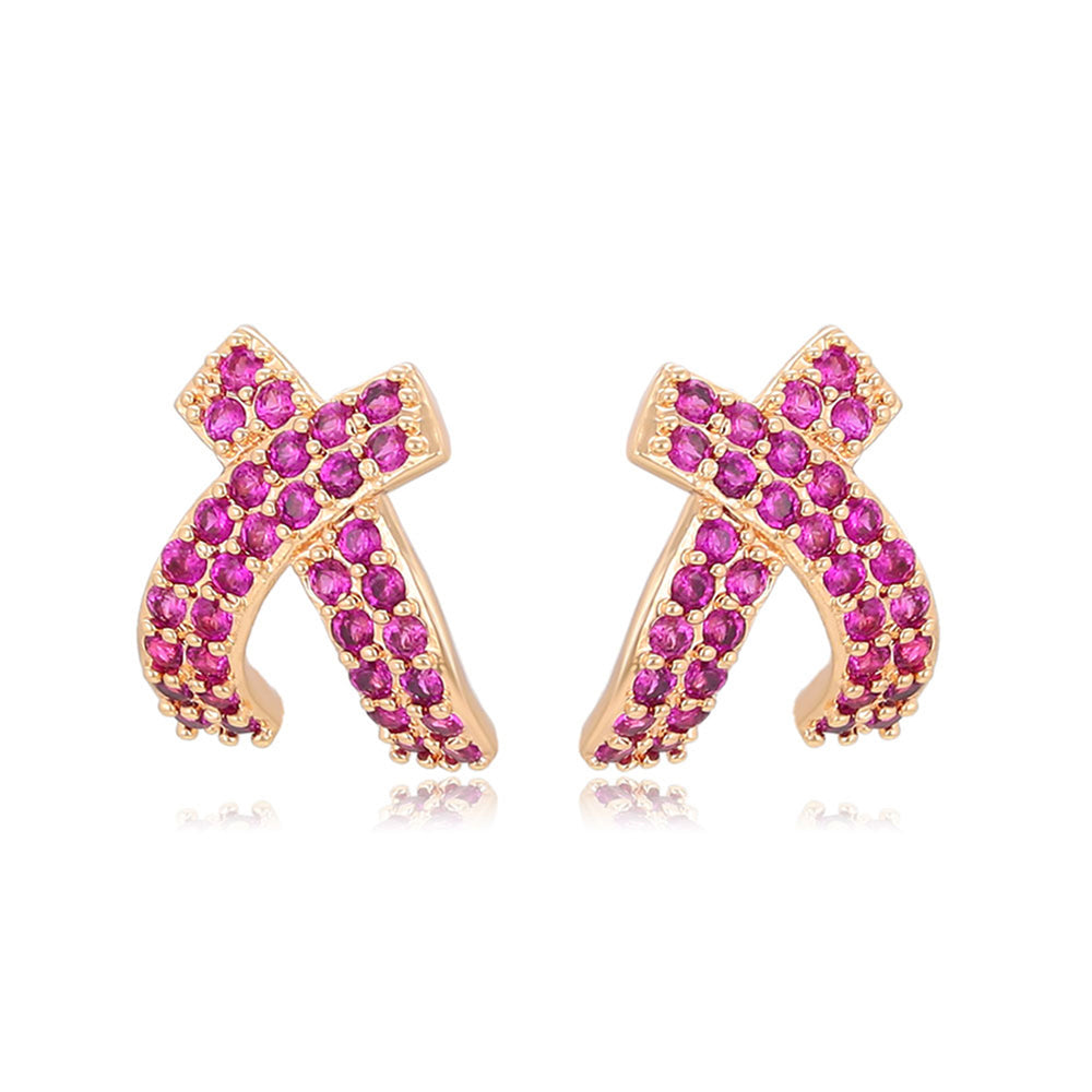 Cercei din Aliaj Placat cu Aur cu Cristal Roz Emporia® 1 