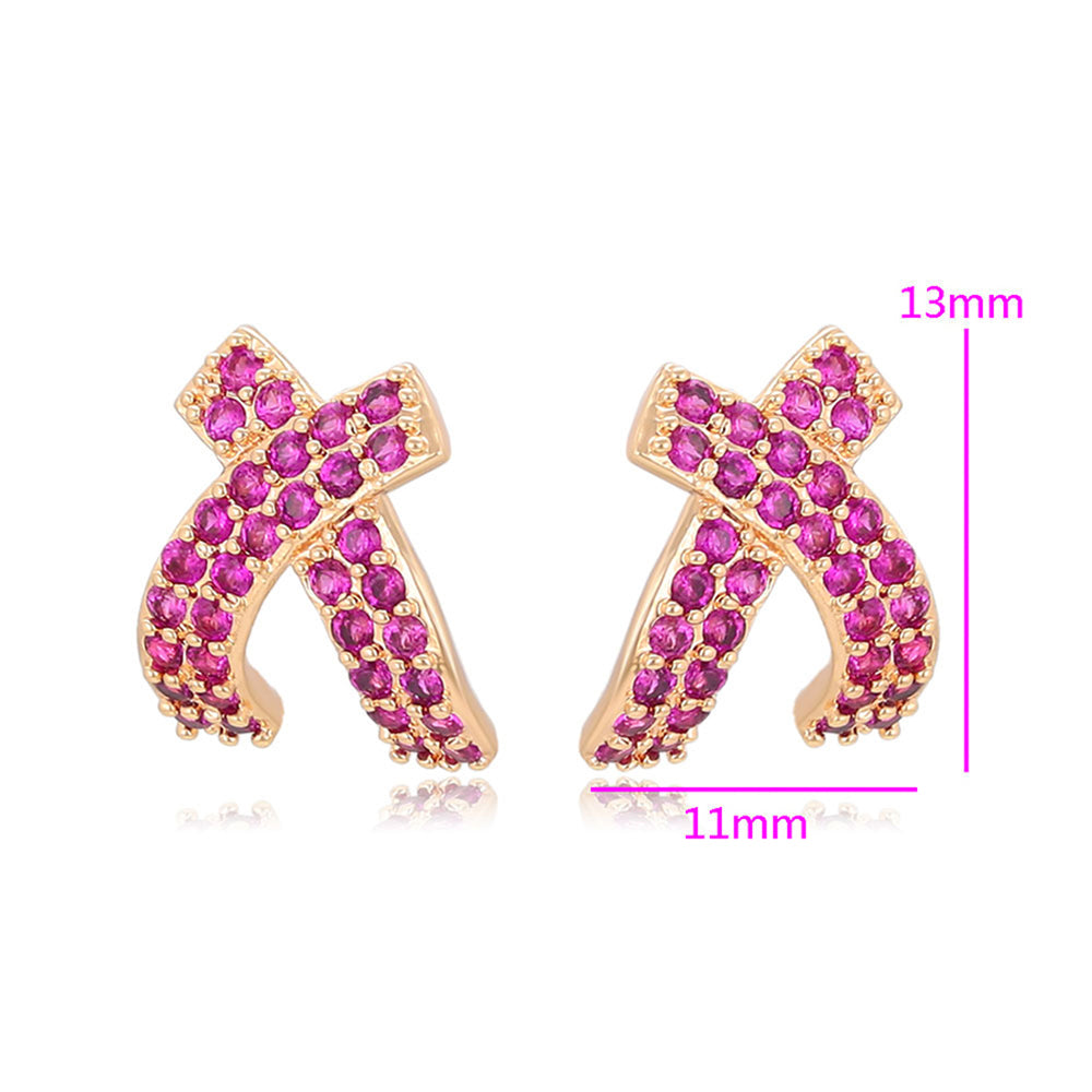 Cercei din Aliaj Placat cu Aur cu Cristal Roz Emporia®