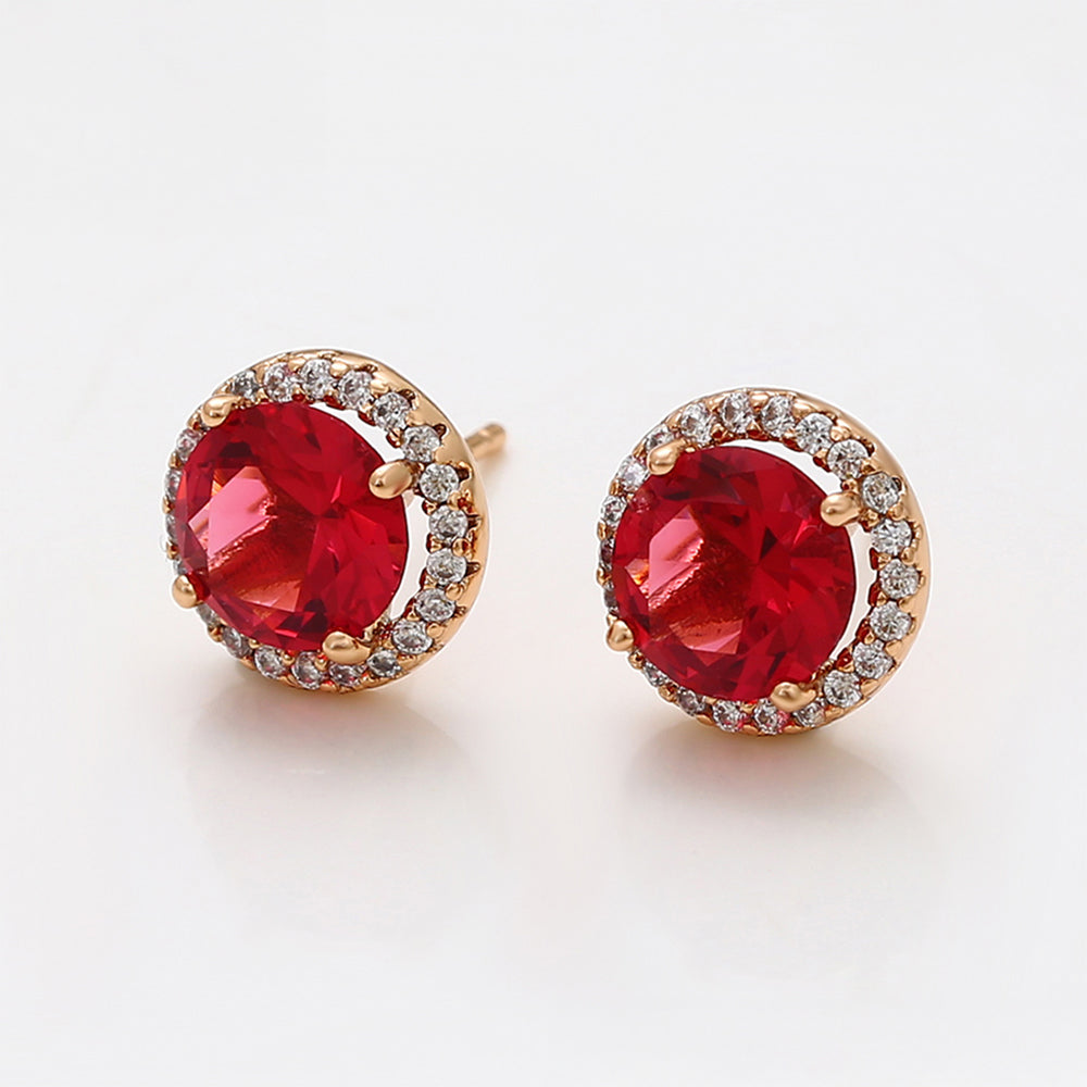 Cercei din Aliaj Placat cu Aur cu Cristal Roșu Emporia® și Cristal Alb Emporia®