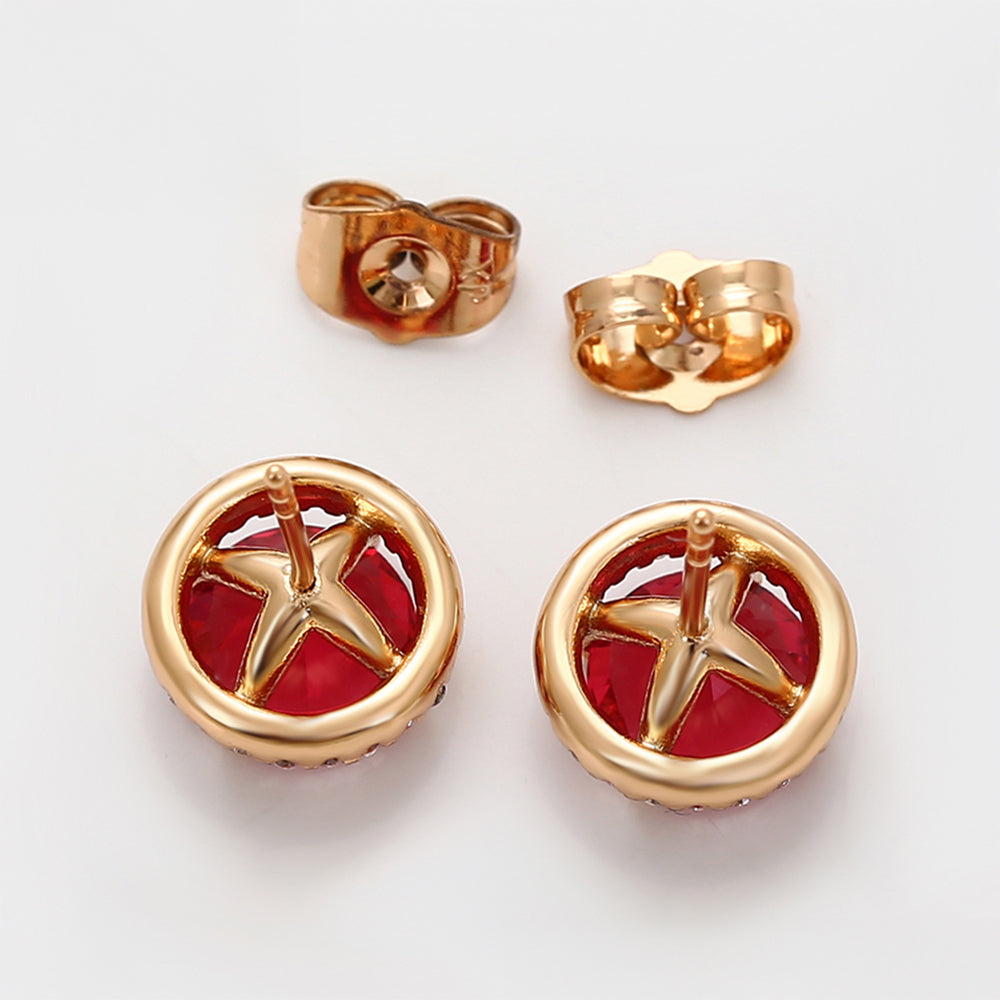 Cercei din Aliaj Placat cu Aur cu Cristal Roșu Emporia® și Cristal Alb Emporia®