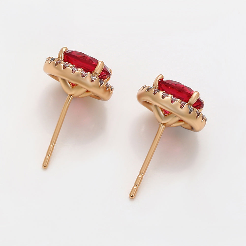 Cercei din Aliaj Placat cu Aur cu Cristal Roșu Emporia® și Cristal Alb Emporia®