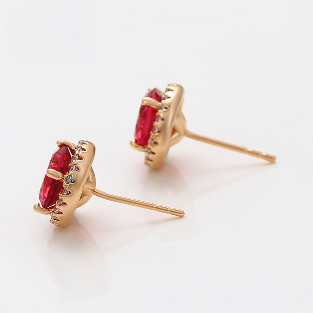 Cercei din Aliaj Placat cu Aur cu Cristal Roșu Emporia® și Cristal Alb Emporia® 6 