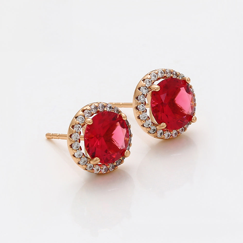 Cercei din Aliaj Placat cu Aur cu Cristal Roșu Emporia® și Cristal Alb Emporia® 7 