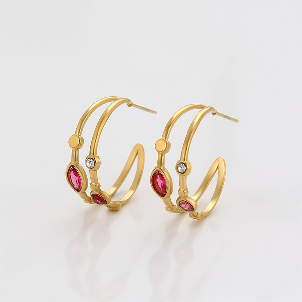 Cercei din Aliaj Placat cu Aur cu Cristal Roșu Emporia® și Cristal Alb Emporia® 5 