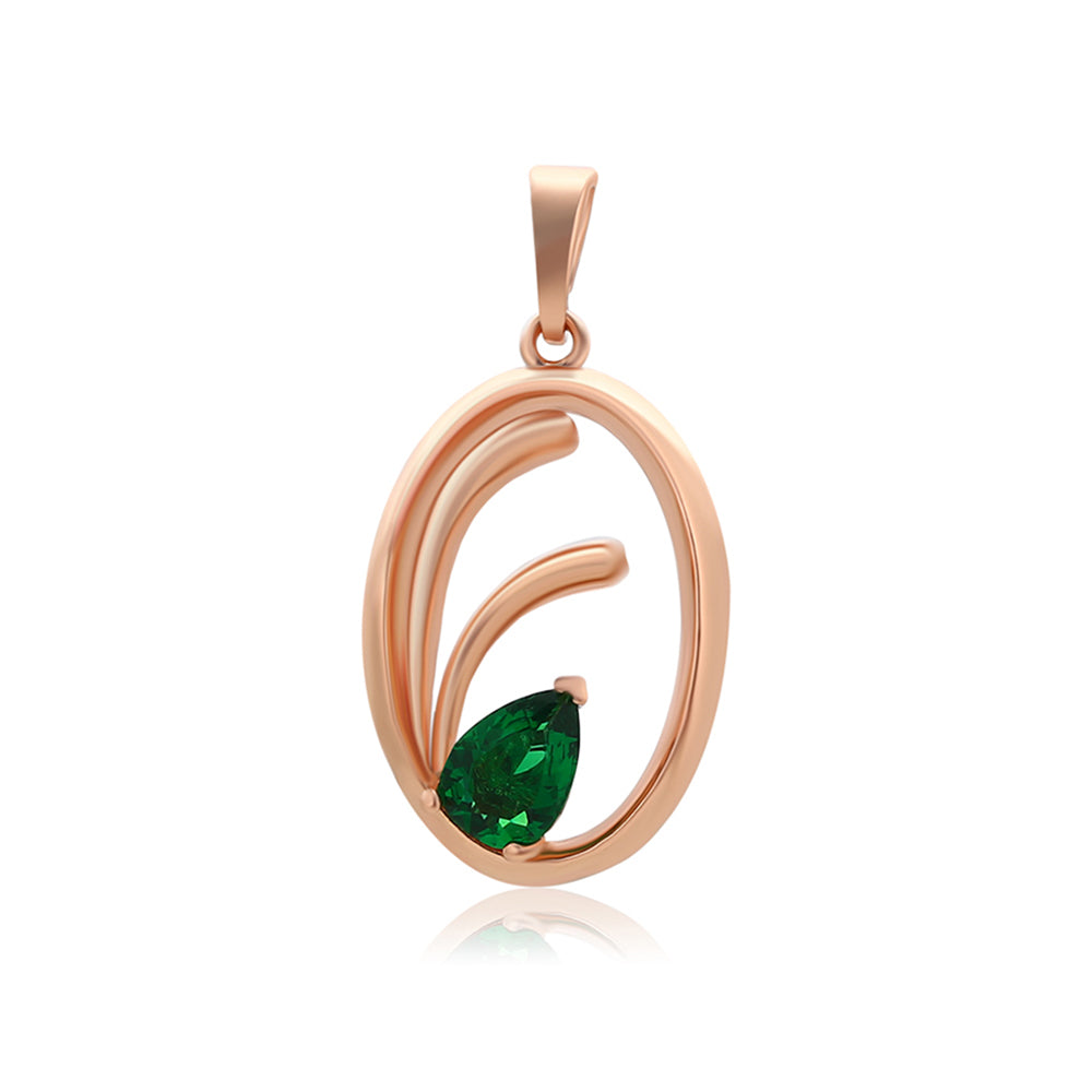 Pandantiv din Aliaj Placat cu Aur cu Cristal Verde Emporia® 1 