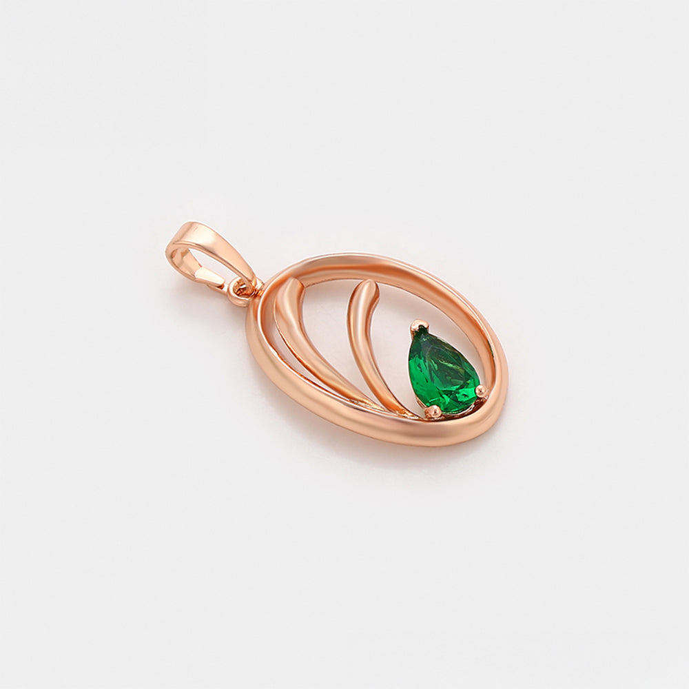 Pandantiv din Aliaj Placat cu Aur cu Cristal Verde Emporia® 6 