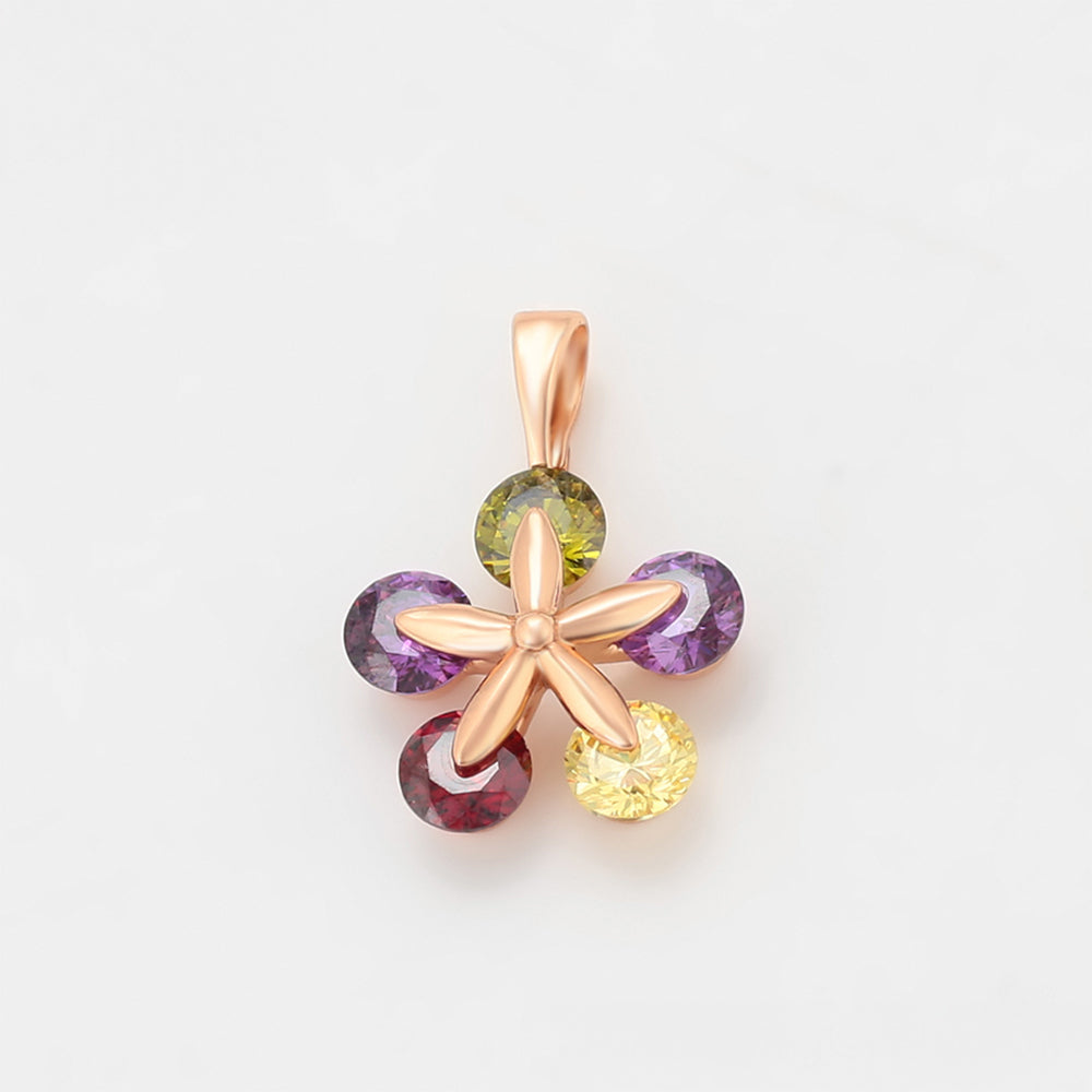 Pandantiv din Aliaj Placat cu Aur cu Cristal Verde Emporia® și Cristal Violet Emporia® 4 