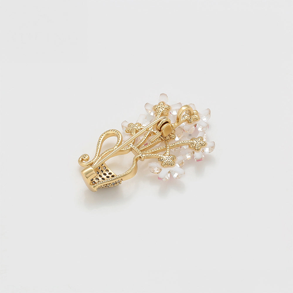 Broşă din Aliaj Placat cu Aur cu Cristal Roz Emporia® și Cristal Alb Emporia® 5 
