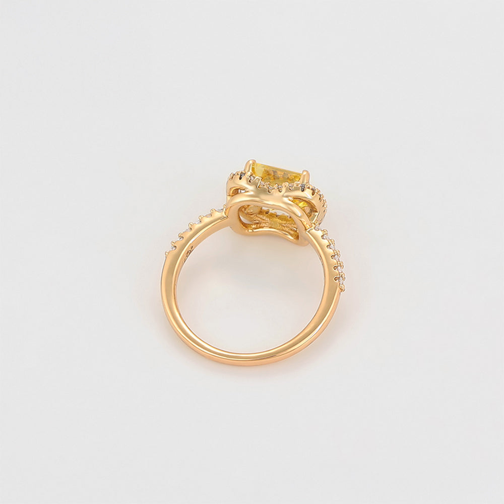Inel din Aliaj Placat cu Aur cu Cristal Galben Emporia® și Cristal Alb Emporia® 3 