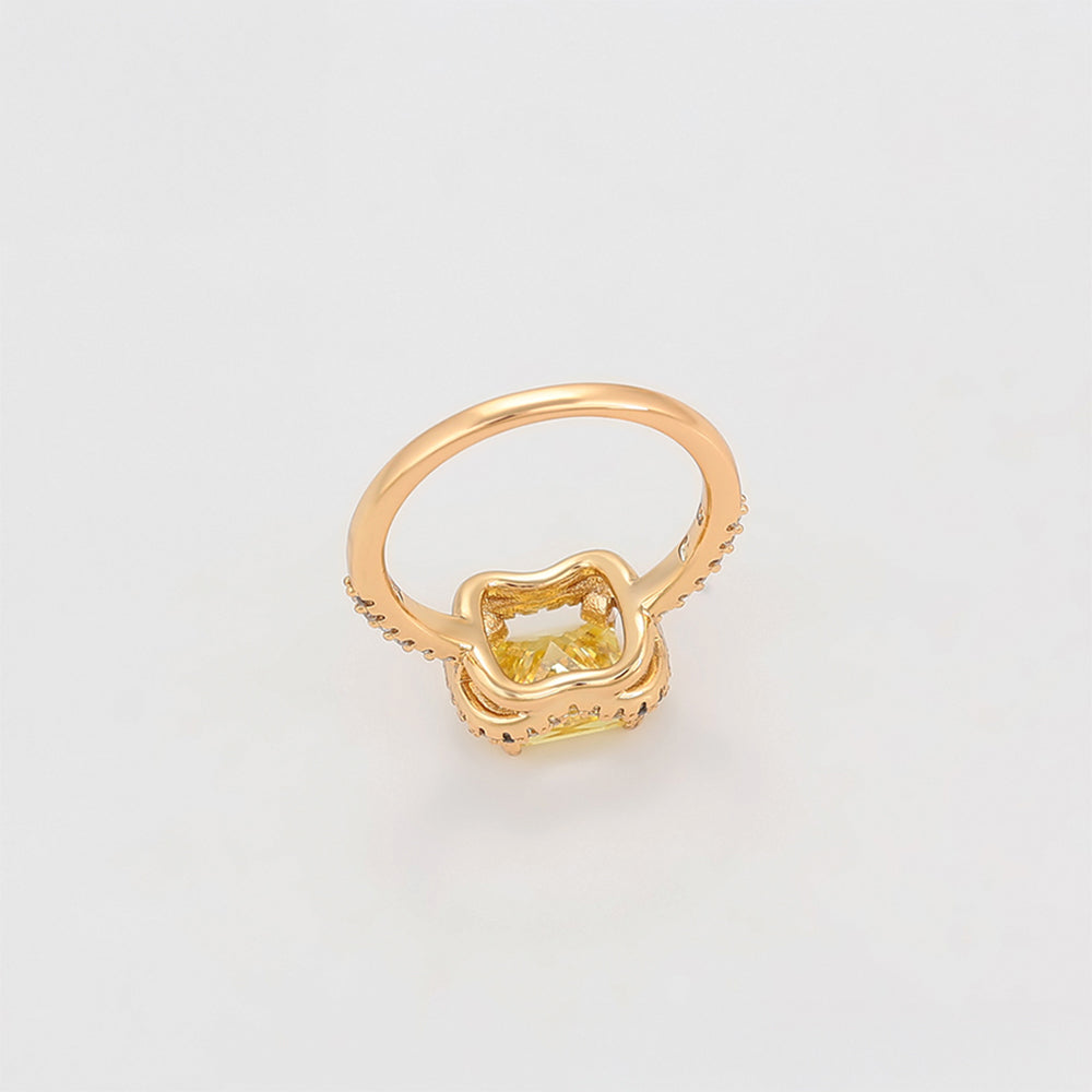 Inel din Aliaj Placat cu Aur cu Cristal Galben Emporia® și Cristal Alb Emporia®