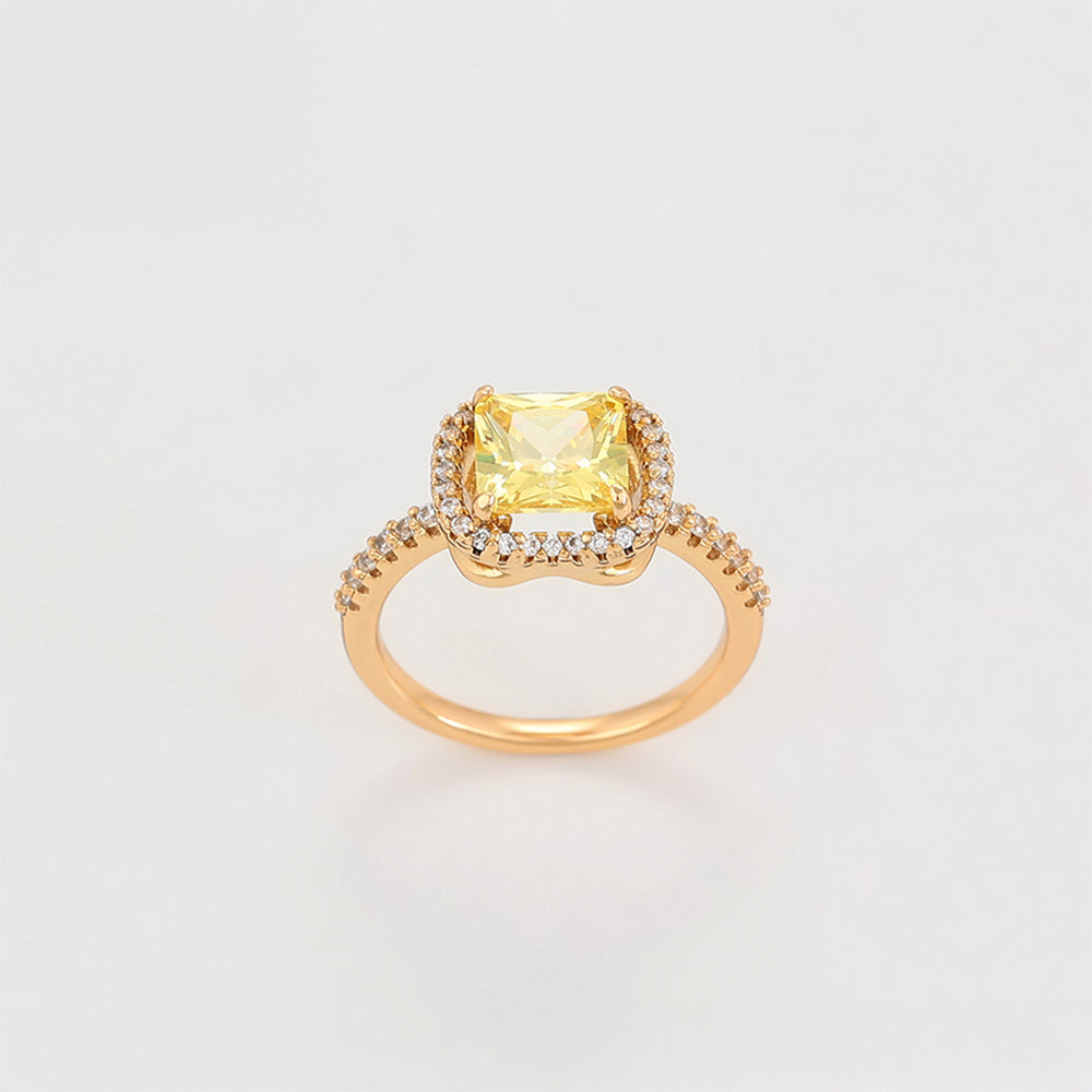 Inel din Aliaj Placat cu Aur cu Cristal Galben Emporia® și Cristal Alb Emporia® 5 