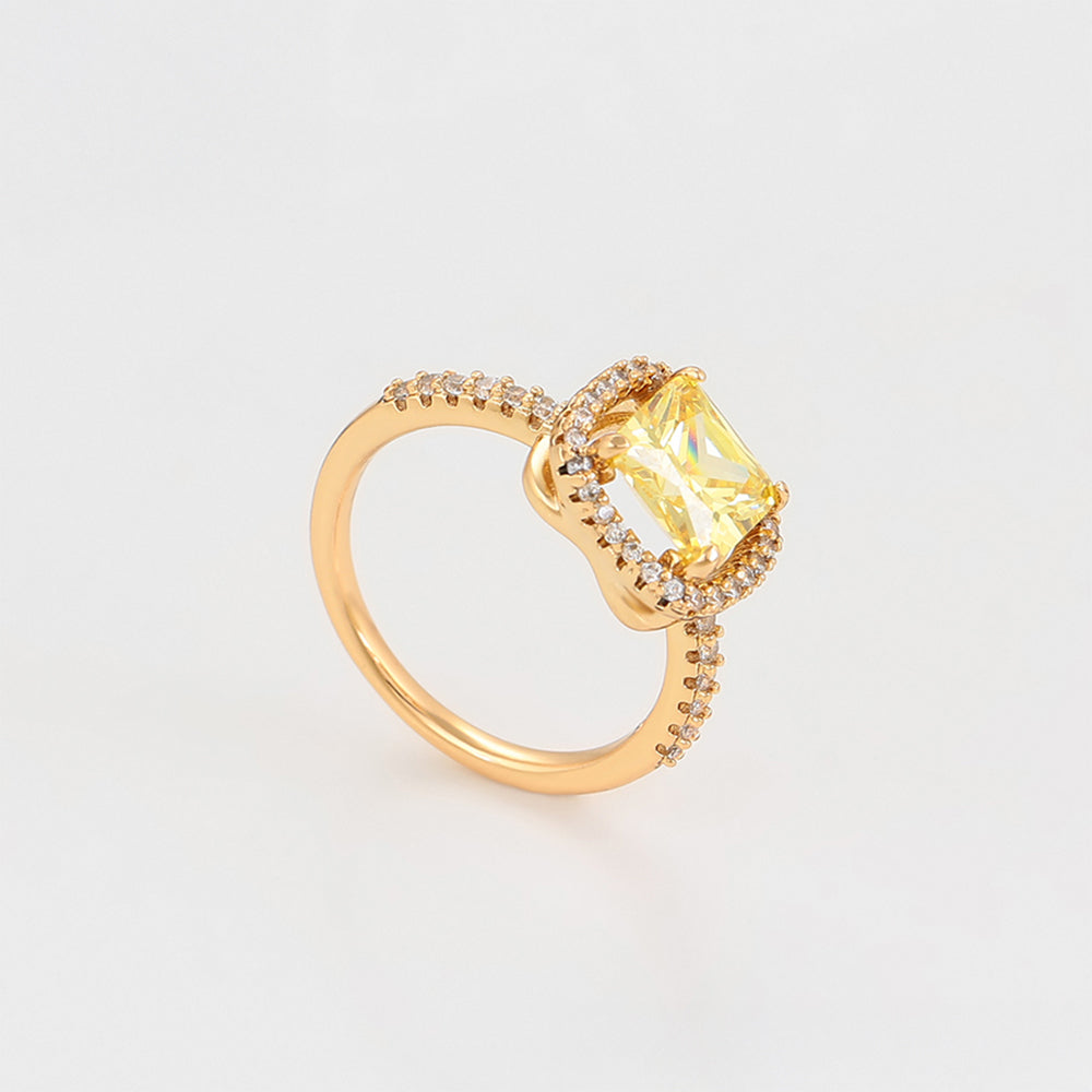 Inel din Aliaj Placat cu Aur cu Cristal Galben Emporia® și Cristal Alb Emporia®