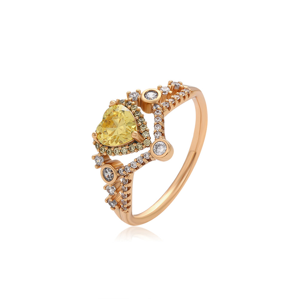 Inel din Aliaj Placat cu Aur cu Cristal Galben Emporia® și Cristal Alb Emporia® 1 