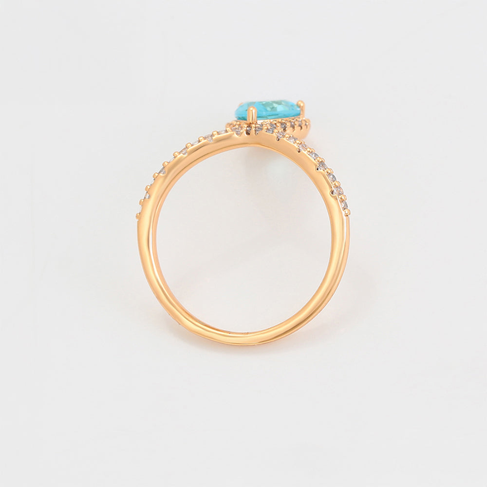 Inel din Aliaj Placat cu Aur cu Cristal Albastru Emporia® și Cristal Alb Emporia® 4 