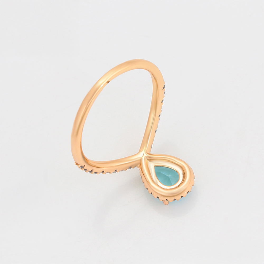 Inel din Aliaj Placat cu Aur cu Cristal Albastru Emporia® și Cristal Alb Emporia®