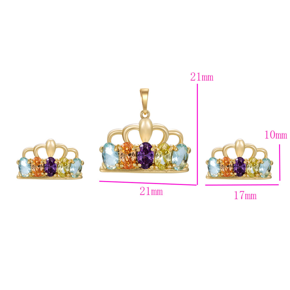 Set din Aliaj Placat cu Aur cu Cristal Violet Emporia® și Cristal Galben Emporia® ( Cercei+Pandantiv ) 2 