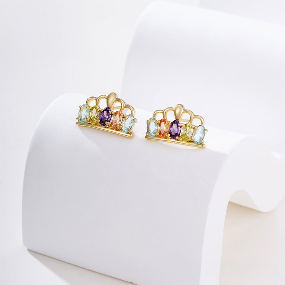 Set din Aliaj Placat cu Aur cu Cristal Violet Emporia® și Cristal Galben Emporia® ( Cercei+Pandantiv ) 3 