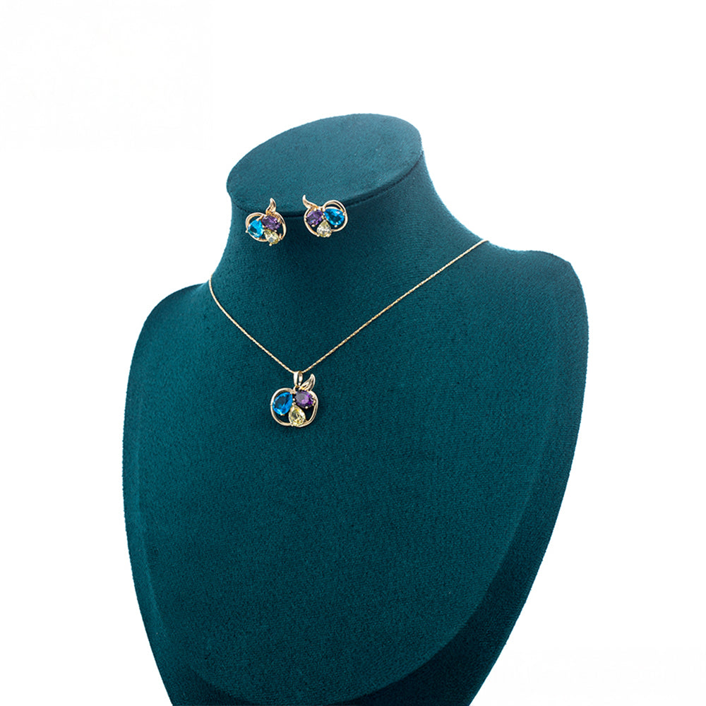 Set din Aliaj Placat cu Aur cu Cristal Albastru Emporia® și Cristal Alb Emporia® ( Cercei+Pandantiv ) 9 