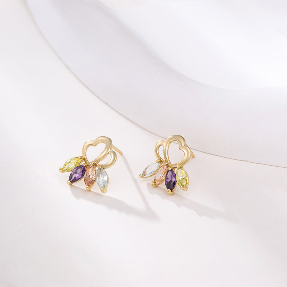 Set din Aliaj Placat cu Aur cu Cristal Violet Emporia® și Cristal Alb Emporia® ( Cercei+Pandantiv ) 6 
