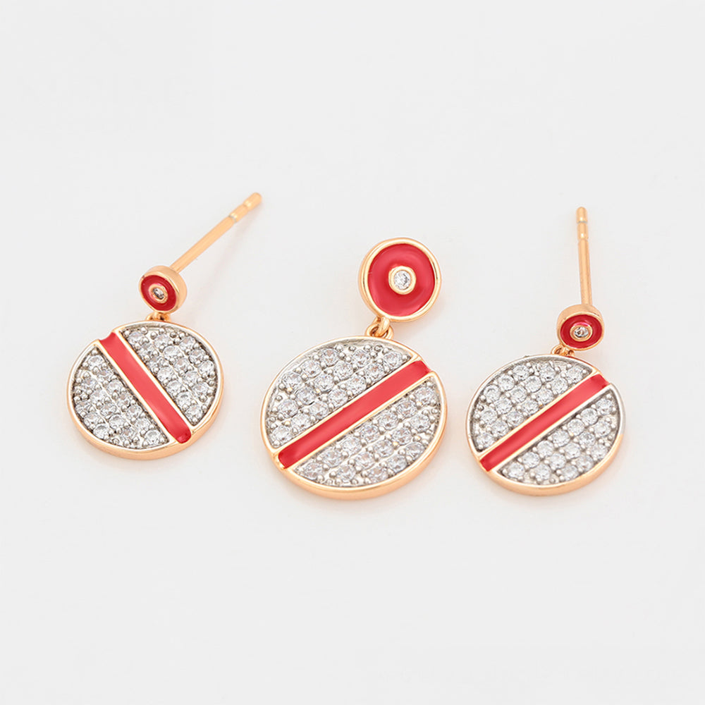 Set din Aliaj Placat cu Aur cu Cristal Roșu Emporia® și Cristal Alb Emporia® ( Cercei+Pandantiv ) 6 