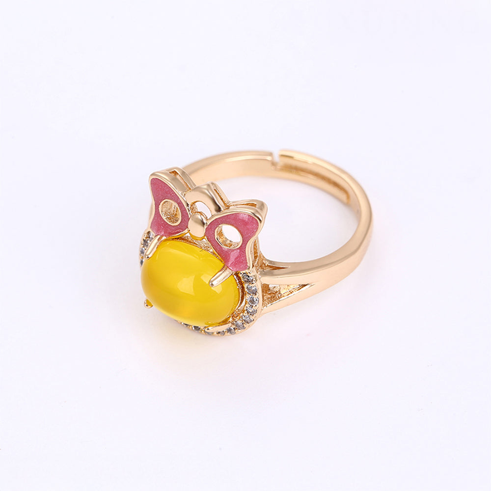 Set din Aliaj Placat cu Aur cu Cristal Galben Emporia® și Cristal Alb Emporia® ( Cercei+Inel+Pandantiv ) 4 