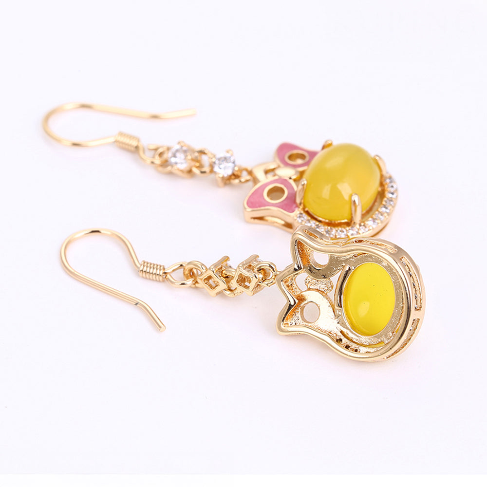 Set din Aliaj Placat cu Aur cu Cristal Galben Emporia® și Cristal Alb Emporia® ( Cercei+Inel+Pandantiv )