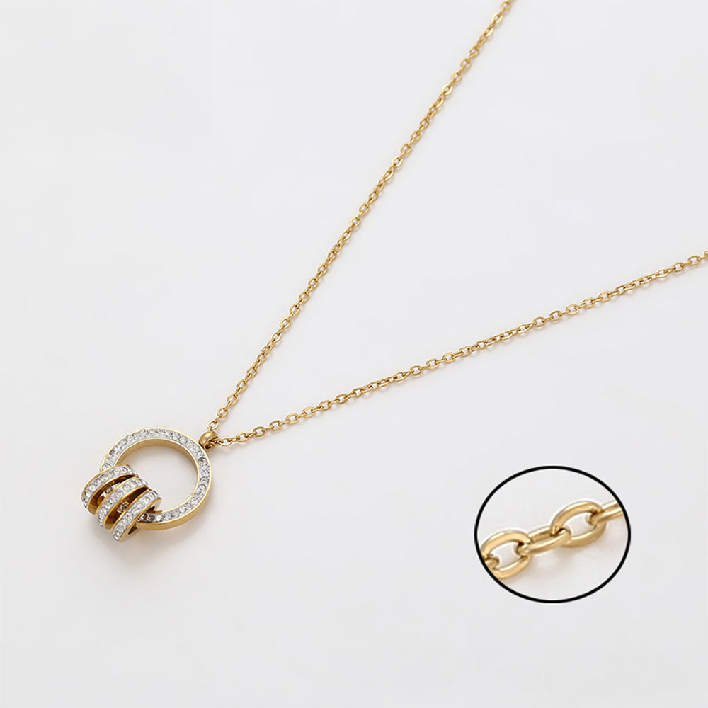 Set din Aliaj Placat cu Aur cu Cristal Alb Emporia® ( Colier+Cercei+Pandantiv ) 8 