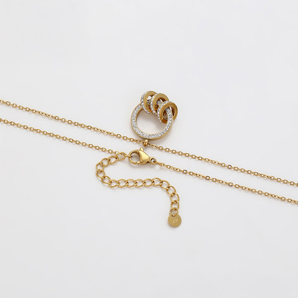 Set din Aliaj Placat cu Aur cu Cristal Alb Emporia® ( Colier+Cercei+Pandantiv )