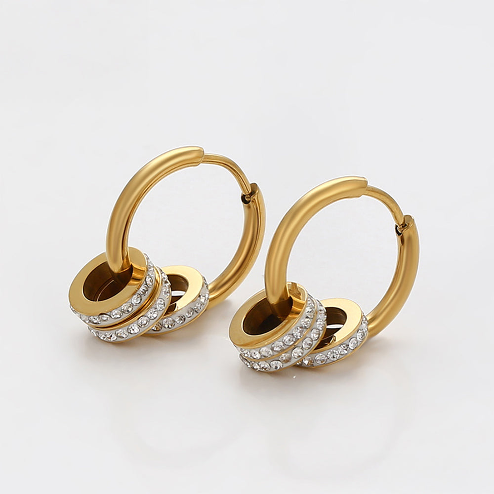 Set din Aliaj Placat cu Aur cu Cristal Alb Emporia® ( Colier+Cercei+Pandantiv )