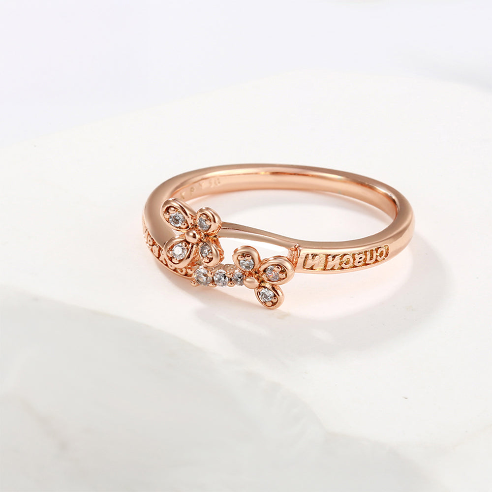 Inel din Aliaj Placat cu Aur cu Cristal Alb Emporia® 5 