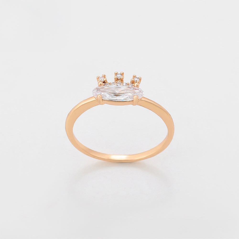 Inel din Aliaj Placat cu Aur cu Cristal Alb Emporia® 3 