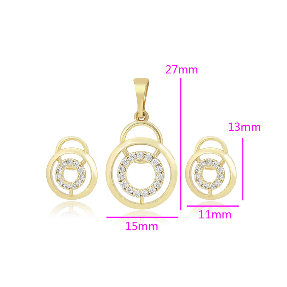 Set din Aliaj Placat cu Aur cu Cristal Alb Emporia® ( Cercei+Pandantiv )