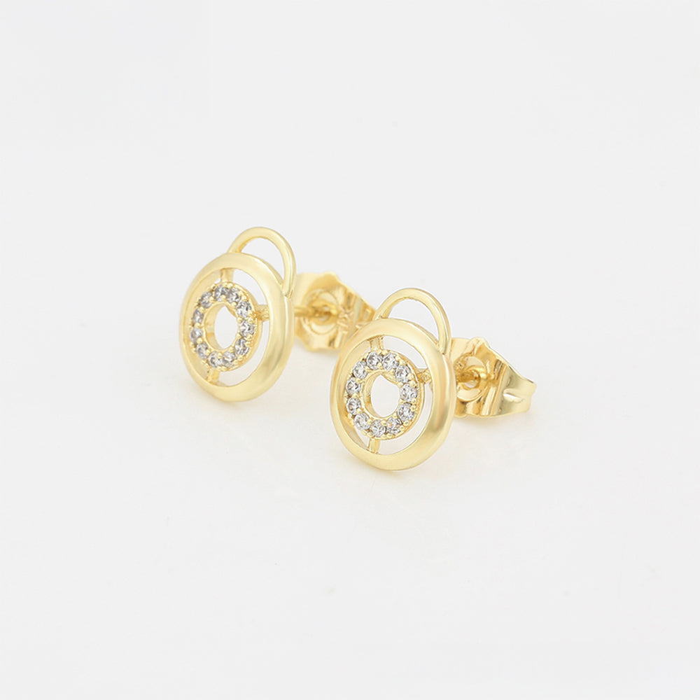 Set din Aliaj Placat cu Aur cu Cristal Alb Emporia® ( Cercei+Pandantiv ) 5 