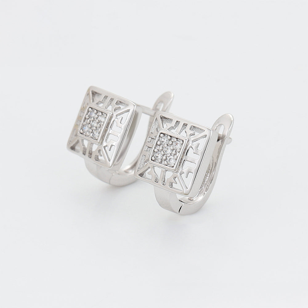Set din Aliaj Placat cu Aur cu Cristal Alb Emporia® ( Cercei+Inel ) 11 