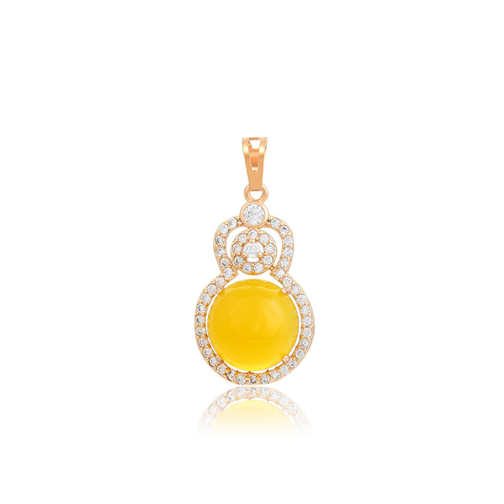 Pandantiv din Aliaj Placat cu Aur cu Cristal Galben Emporia® și Cristal Alb Emporia® 1 