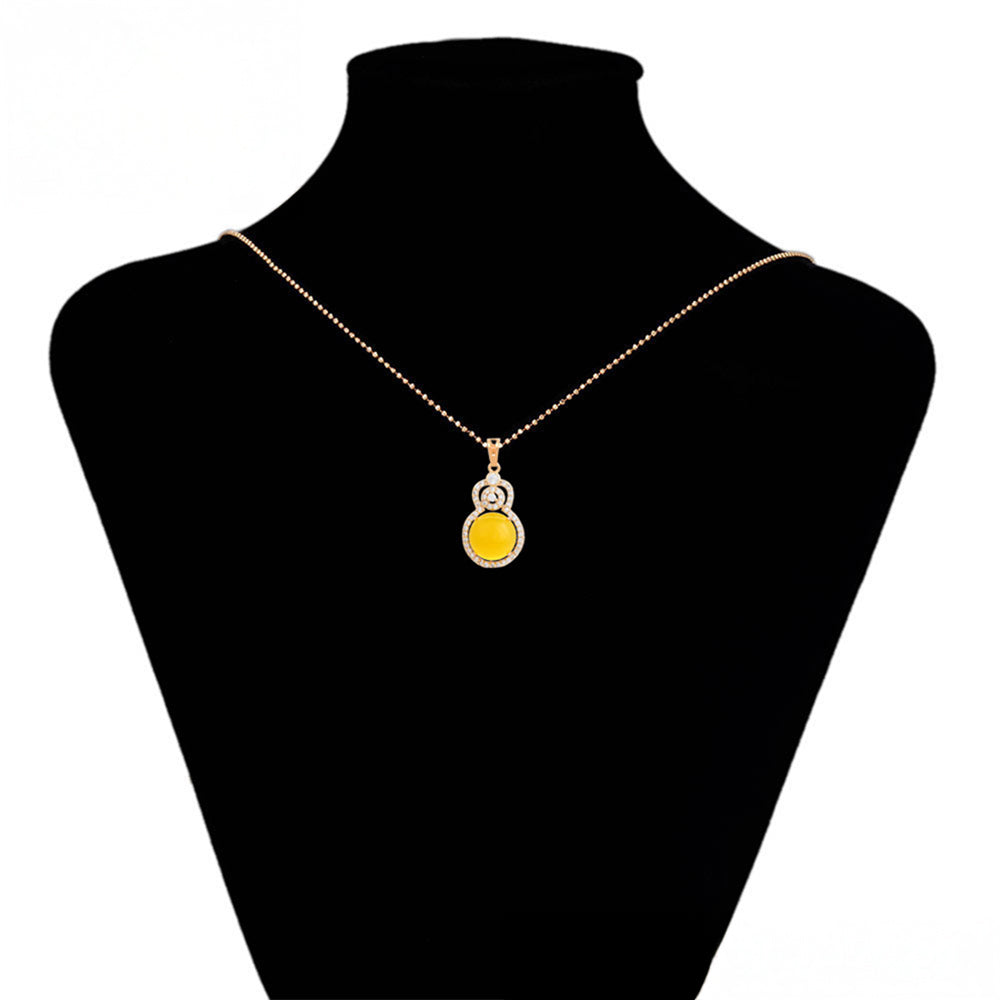 Pandantiv din Aliaj Placat cu Aur cu Cristal Galben Emporia® și Cristal Alb Emporia® 5 