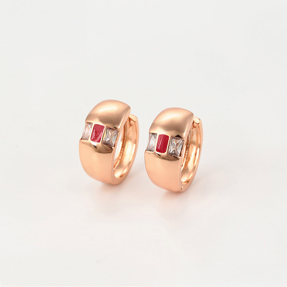 Set din Aliaj Placat cu Aur cu Cristal Roșu Emporia® și Cristal Alb Emporia® ( Cercei+Inel ) 4 