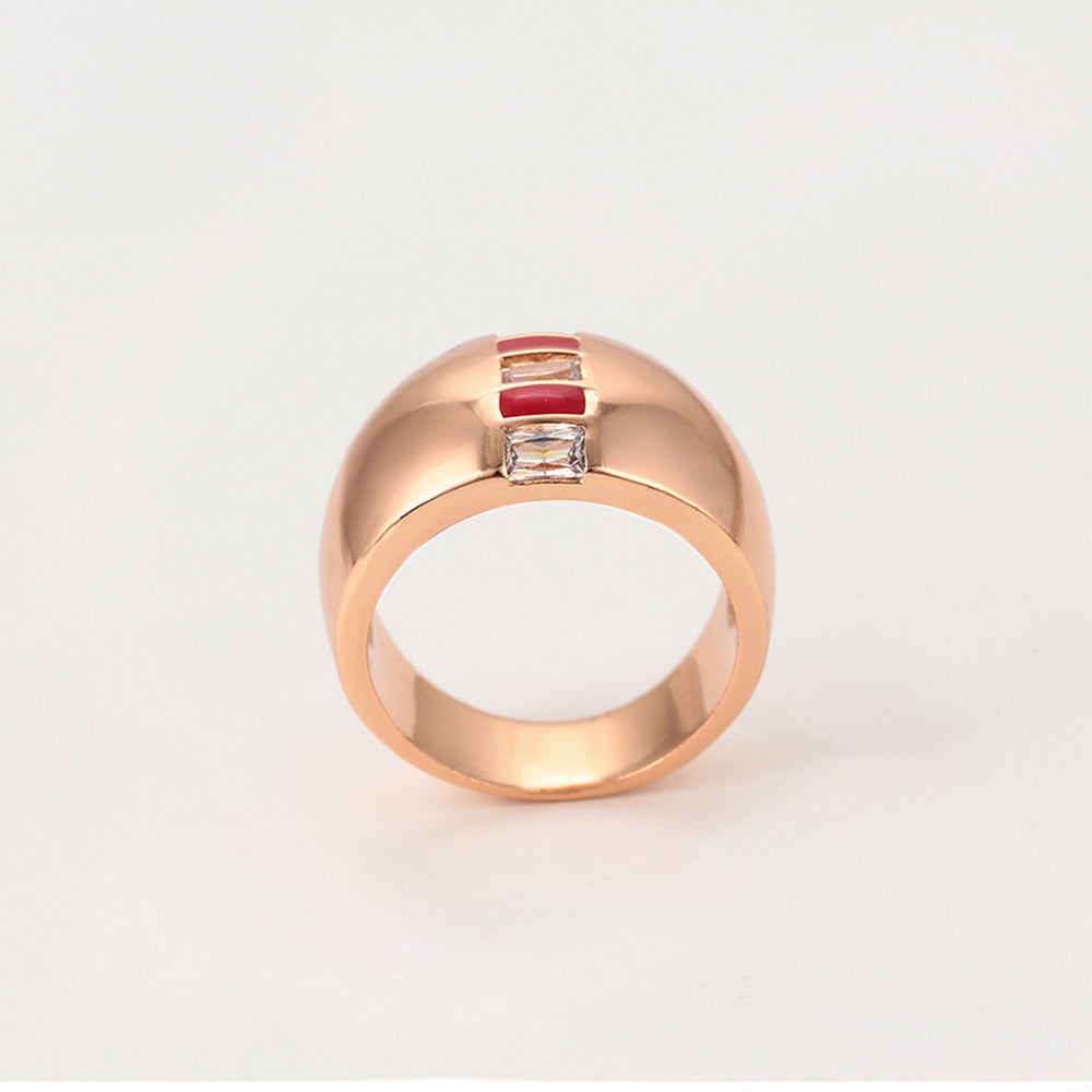 Set din Aliaj Placat cu Aur cu Cristal Roșu Emporia® și Cristal Alb Emporia® ( Cercei+Inel )