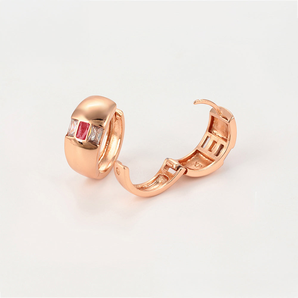 Set din Aliaj Placat cu Aur cu Cristal Roșu Emporia® și Cristal Alb Emporia® ( Cercei+Inel ) 7 