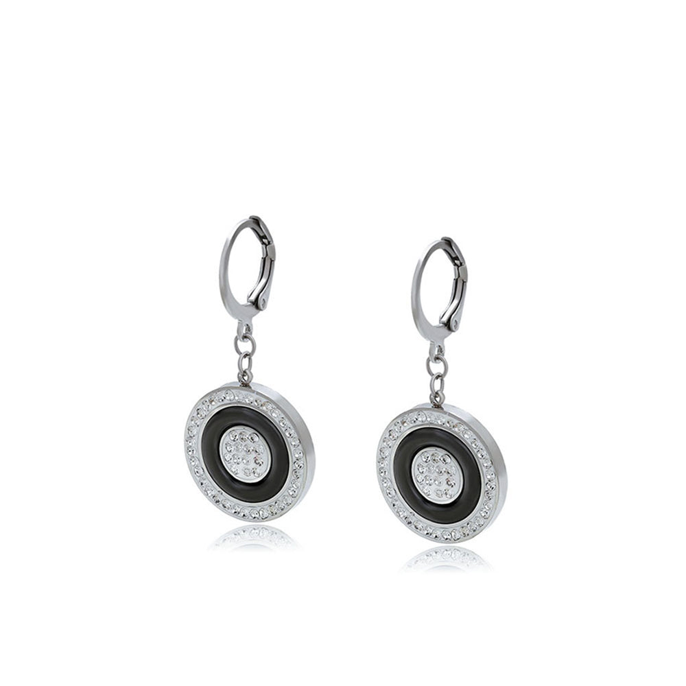 Cercei din Aliaj Placat cu Aur cu Cristal Alb Emporia® și Cristal Negru Emporia® 1 
